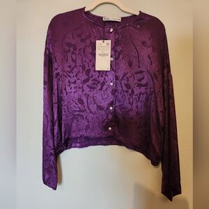 ZARA Purple Button-Up Women's Top
